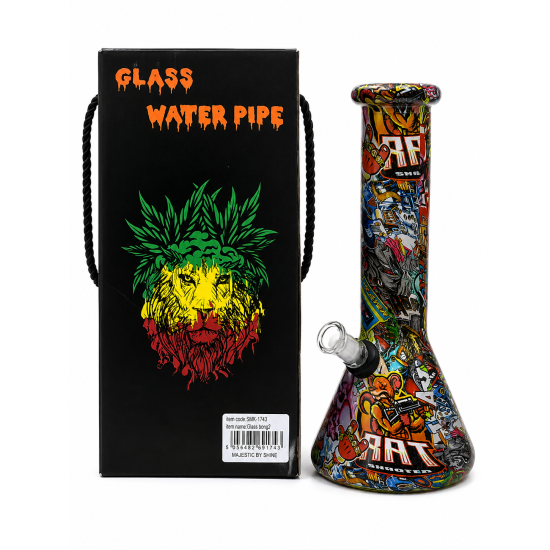 Glass Bong Medium Size Printed, Item Code SMK- 1743 - Pack of 1 