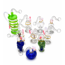 S - Pipe Glass Mini Bong - Assorted Colours & Designs, Item Code SMK - 4805, Pack of 1 