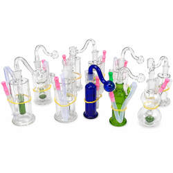 S - Pipe Glass Mini Bong - Assorted Colours & Designs, Item Code SMK - 4799, Pack of 1 