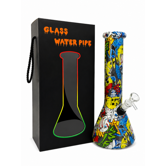Glass Bong Medium Size Printed, Item Code SMK- 1736 - Pack of 1 