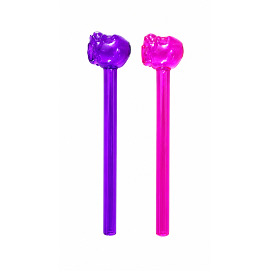 Glass Pipe Colourful With Skull Head - Pack of 48 