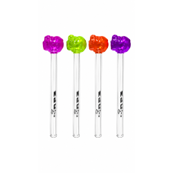 Glass Pipe Colourful Skull Top - Pack of 48