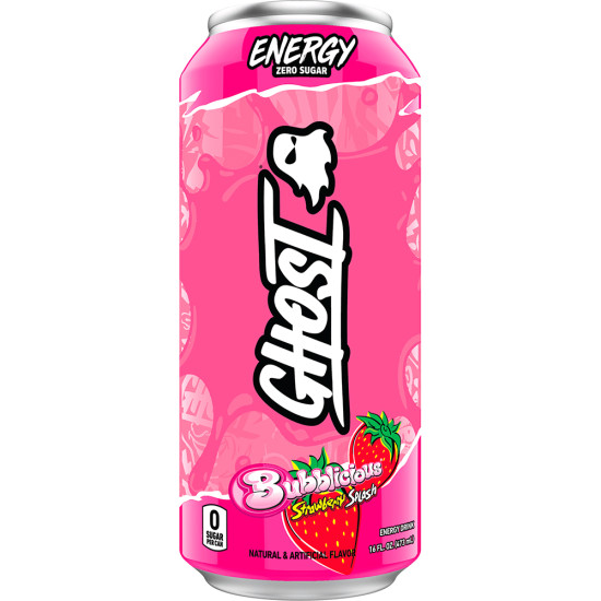 GHOST ENERGY BUBBLICIOUS STRAWBERRY 16OZ/ 12PCS Energy & Sports Drinks image