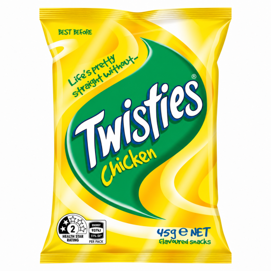 Twisties Chicken Flavour - Pack of 24 x 45g