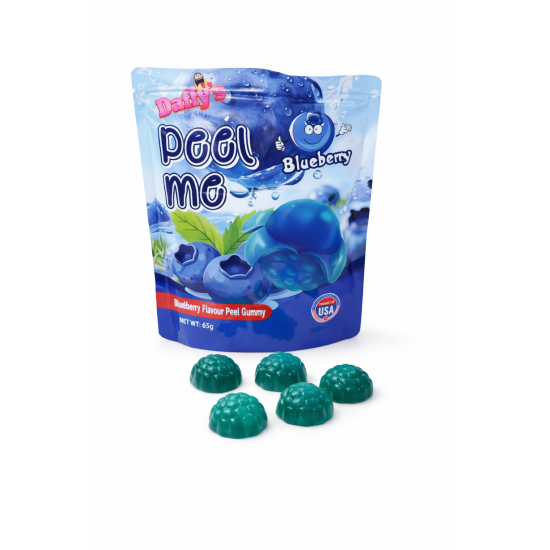 Peel Me Gummies Peelers 65g/24 bags-BLUEBERRY Flavour Peg Bags, Jellies, Candies image