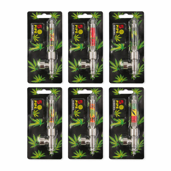 Metal Pipe Large - Assorted Design With 5 Pipe Screens	