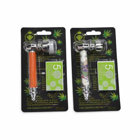 Metal Pipe Small - Assorted Design With 5 Silver Screens