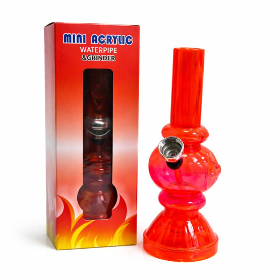 Mini Acrylic Waterpipe & Grinder - Assorted Colour & Design