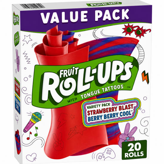 Fruit Roll Ups Strawberry Blast & Berry Berry Cool - Pack of 6 x 10oz