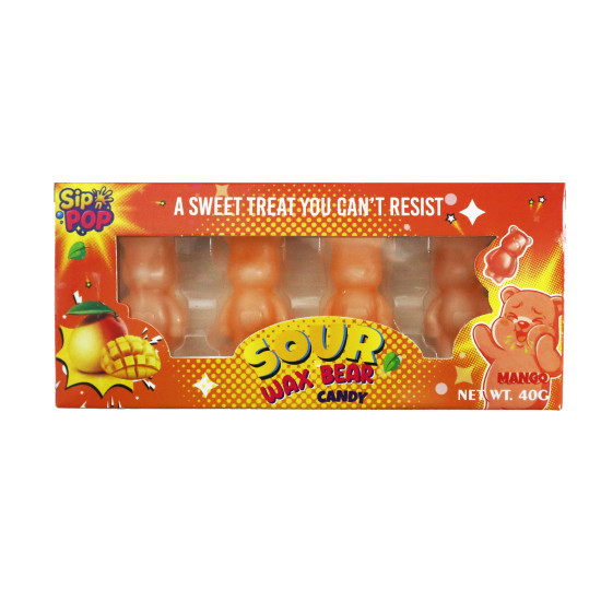 Sip n POP Vegan Wax Candy Bear Sour Mango Flavour pack of 12 theatre box image