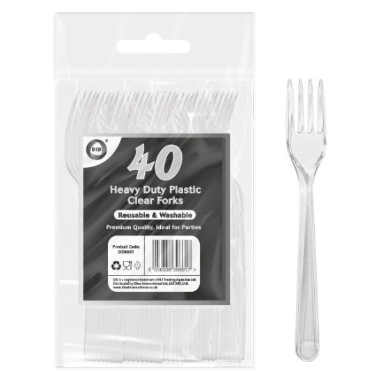 Heavy Duty Clear Reusable Forks - Pack of 40