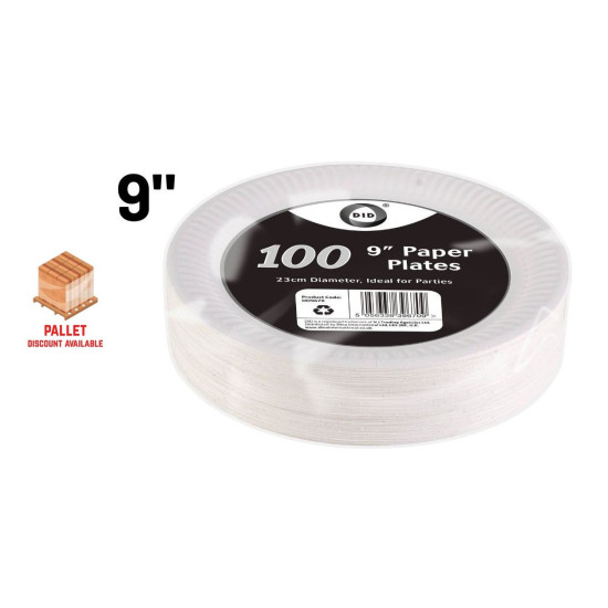 Paper Plates 9'' -  Pack of 100