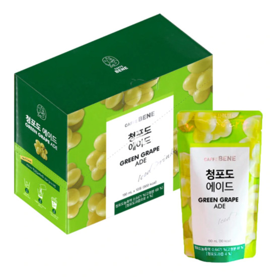 Caffe Bene Pouch Iced Drink - Green Grape Ade 190ml /50PC Fruit Juice, Food Products image