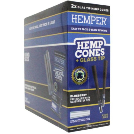  Hemper Pre-Rolled King Size Hemp Cones With Glass Tips 2pk - Blueberry | cones-blunts