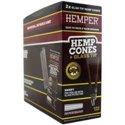 Hemper Pre-Rolled King Size Hemp Cones With Glass Tips 2pk - Sweet 