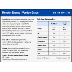 Monster VooDoo Grapes - Pack of 24 x 16oz NI