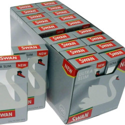 Swan Ultra Slim Silver Precut Filter Tips Full Box Of 20