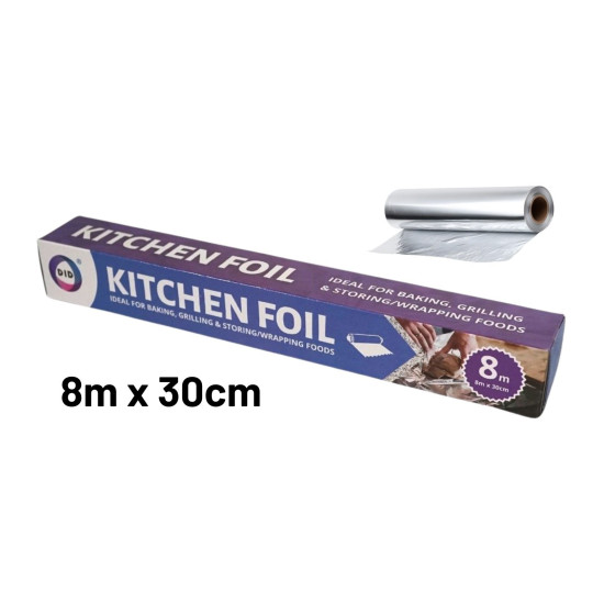 Kitchen Aluminium Foil 8m x 30cm - Pack of 12 