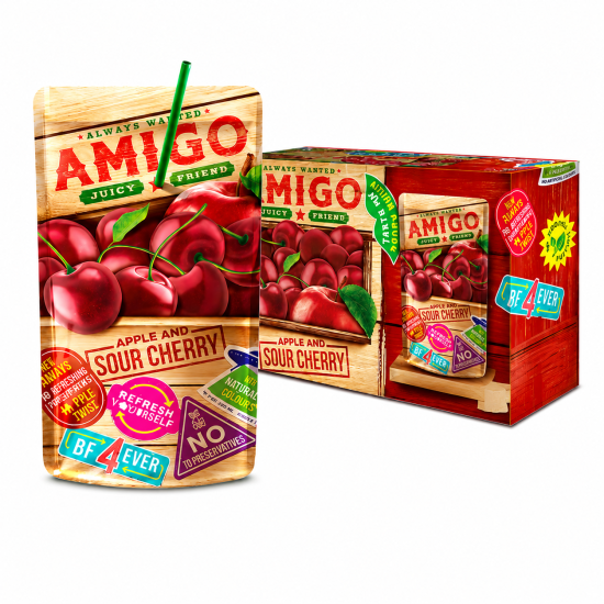 Amigo Apple And Sour Cherry Flavour Juice Pack of 24 x 200ml