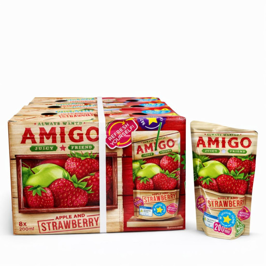 Amigo Strawberry Flavour Juice Pack of 24 x 200ml Fruit Juice, Drinks & Beverages image