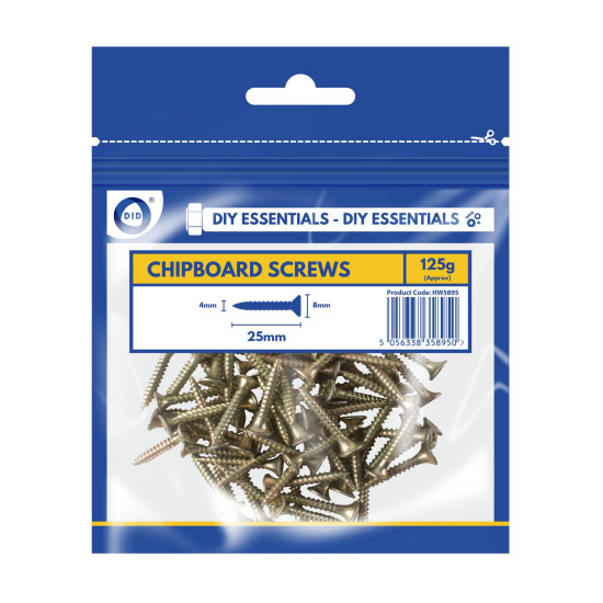 25mm Chipboard Screws 125g - Pack of 1