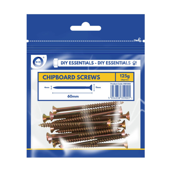 60mm Chipboard Screws 125g