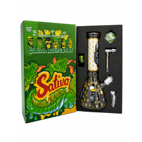 Glass Bong Medium Gift Set, Item Code SMK-4508 - Assorted Colour & Design