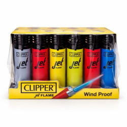 Clipper Jet Flame Lighter Pack of 24 - Assorted Colour 