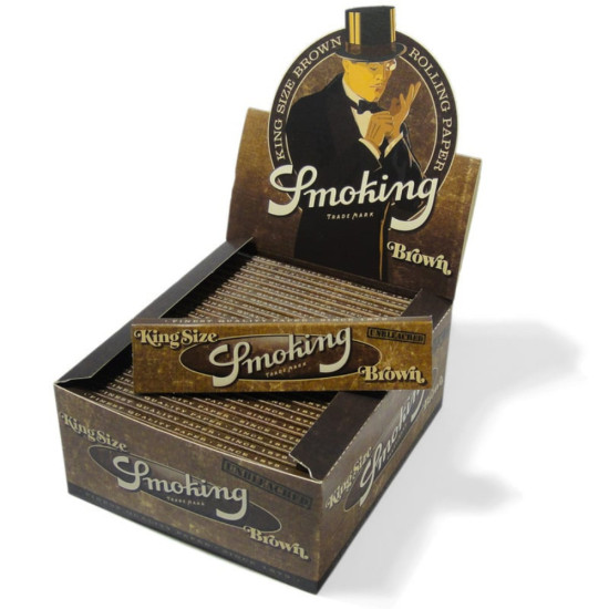 Smoking BROWN Pure UnBleached King Size (Full Box 50 Packs | Rolling papers