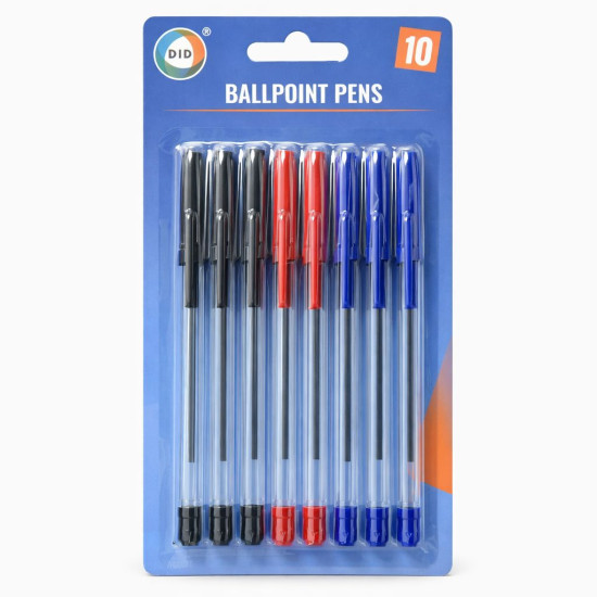 BallPoint Pens Pack of 10 - Red, Blue & Black Assorted Per Pack