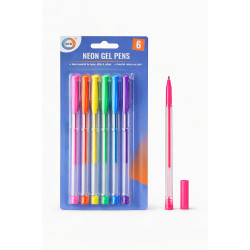 Neon Gel Pen Pack of 6  - Assorted Colour Per Pack 