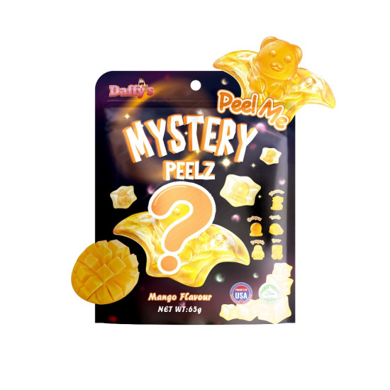 Halal Mystery Peelz Gummies Peelers 65g/24 bags- Mango Flavour Peg Bags, Candies image
