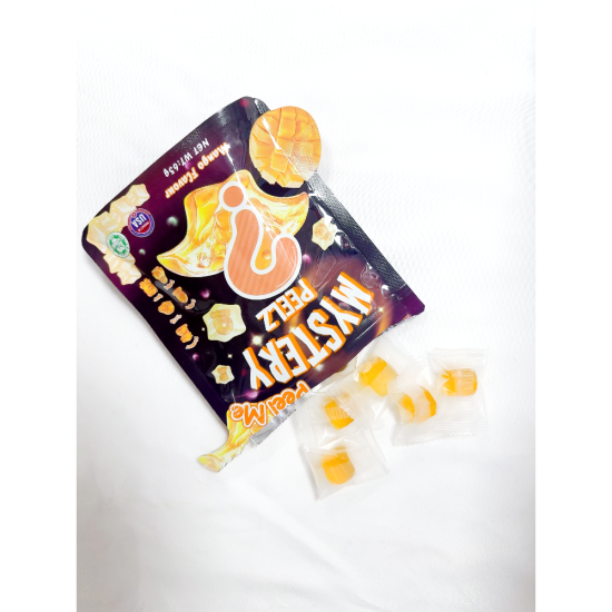 Halal Mystery Peelz Gummies Peelers 65g/24 bags- Mango Flavour Peg Bags, Candies image