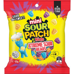 Sour Patch Kids Mini Xtreme Sour Heads - Pack of 32 x 80g