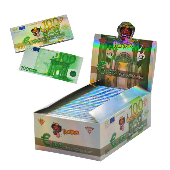 HONEYPUFF 100 Euro Pre Rolled Cigarette Rolling Papers, King Size Rolling Papers, Thin Slow Burning Rolling Paper, 24 Pieces Rolling papers image