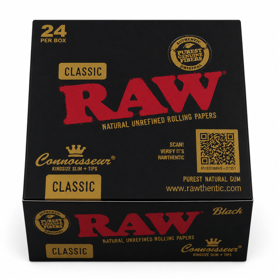 RAW Black Classic King Size Slim Connoisseur | RAW | Rolling papers