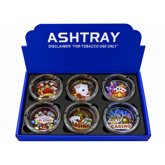 Glass Ashtray Round, Item No SMK - 2009, Pack of 6