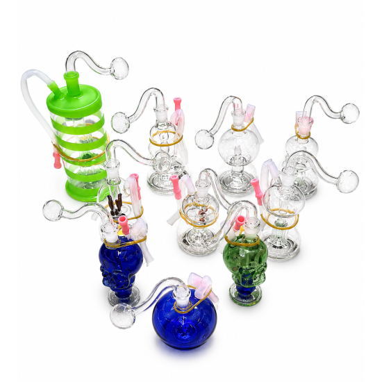 S - Pipe Glass Mini Bong - Assorted Colours & Designs, Item Code SMK - 4805, Pack of 1 