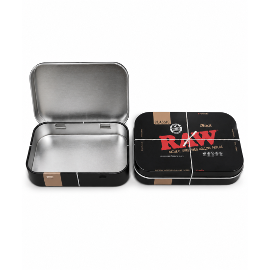 Raw Tobacco Tin Small, Black Colour - Pack of 1 